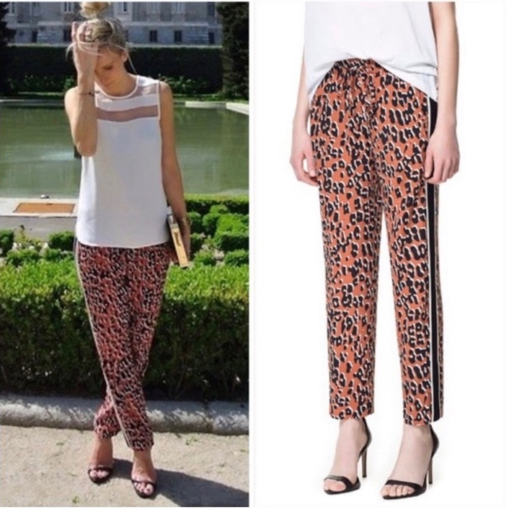 Zara animal print tuxedo pants